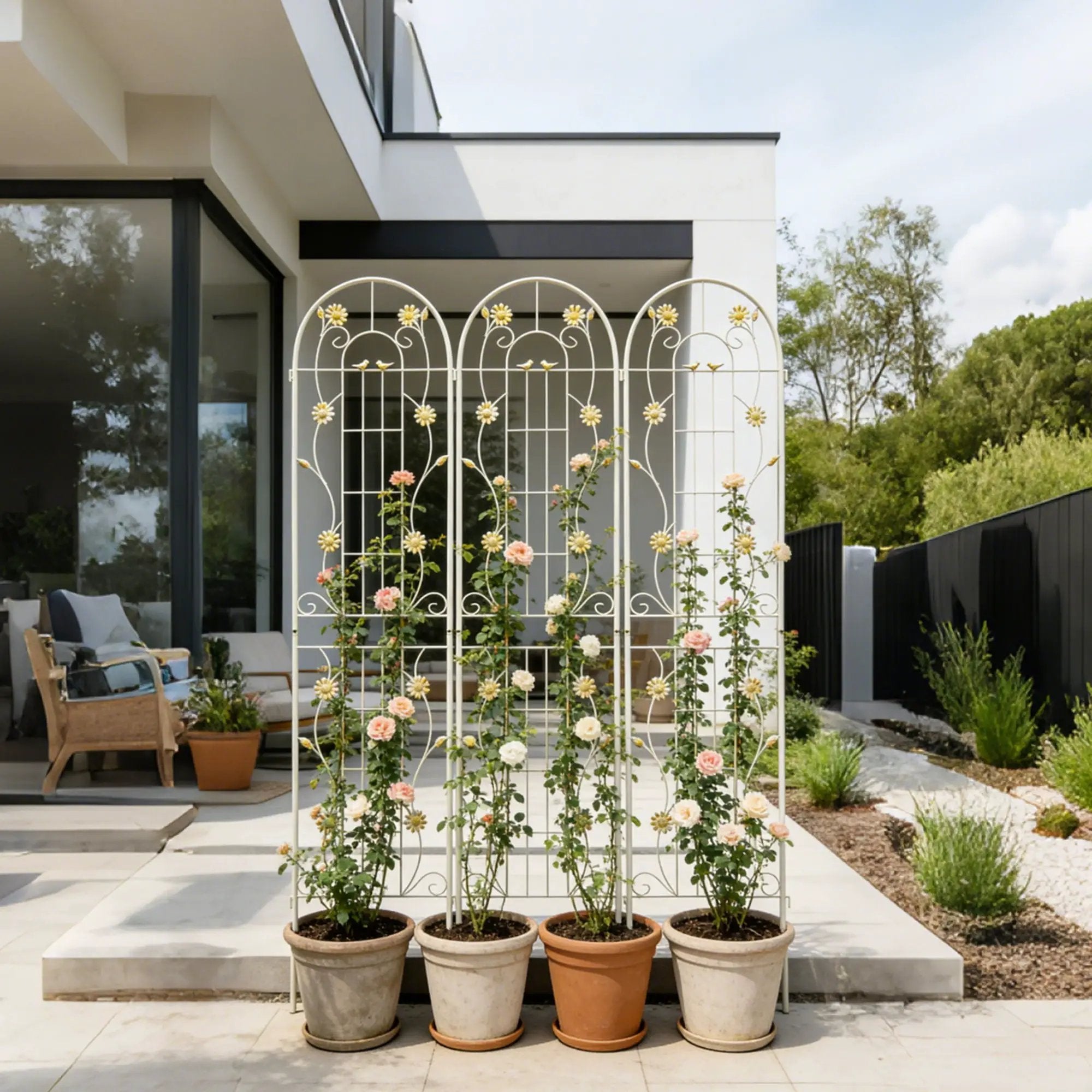 Metal Garden Trellis Rustproof Trellis For Climbing Plant Outdoor Flower Support by Unique Piece Furniture