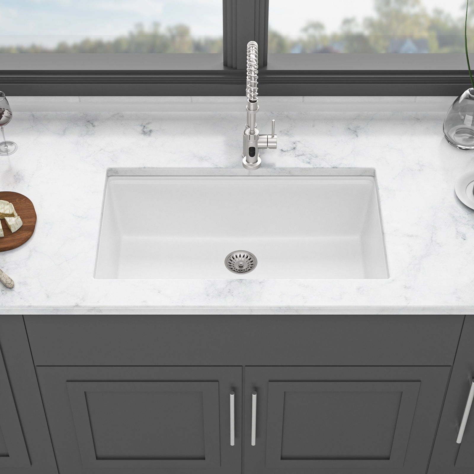 Quartz Kitchen Sink, Granite Composite Workstation Undermount by HouseOfZazla