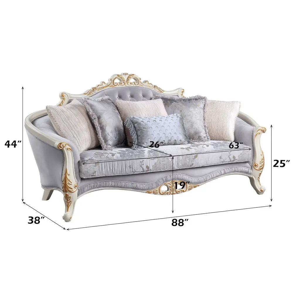 Galelvith - Sofa With 6 Pillows - Gray Fabric by Unique Piece Furniture