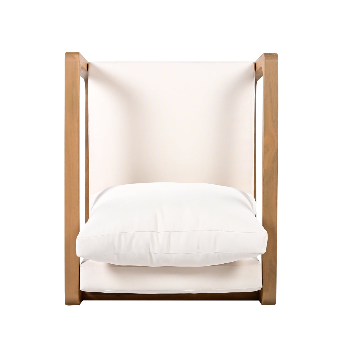 Acacia Wood Lounge Chair with Cushions & Cross-Stretcher Side Table Set, photo 4 of 10
