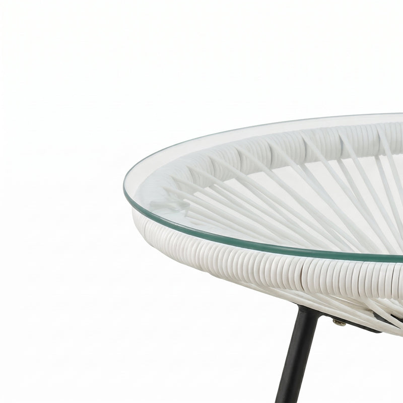 Nusa Outdoor Synthetic Wicker Glass-Top Side Table by HouseOfZazla