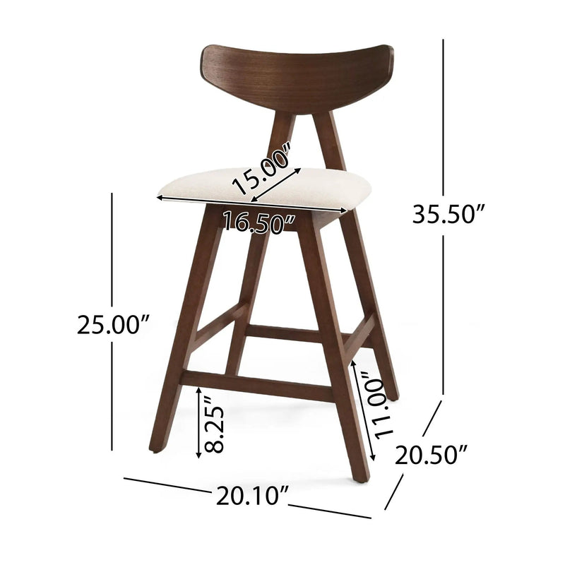 Mid Century Modern Counter Stool With V Shape Frame And Upholstered Seating by HouseOfZazla