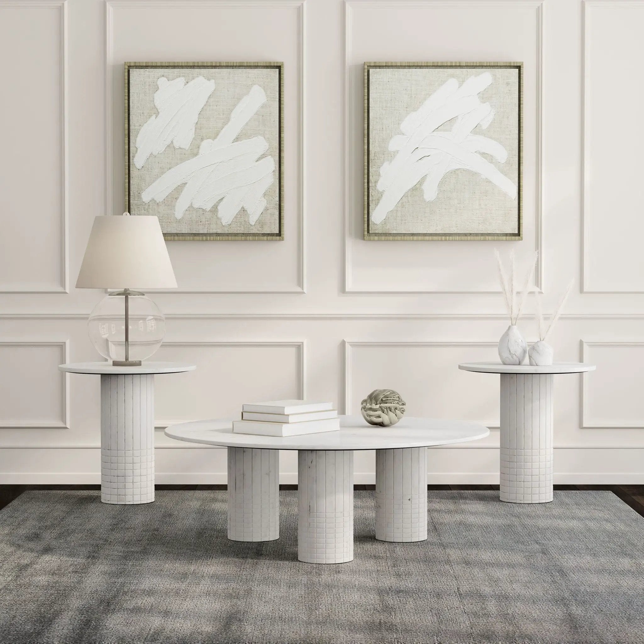 Astoria 3-piece Marble Coffee and End Table Set White by Unique Piece Furniture