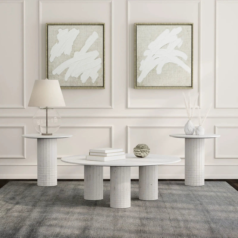 Astoria 3-piece Marble Coffee and End Table Set White by Unique Piece Furniture