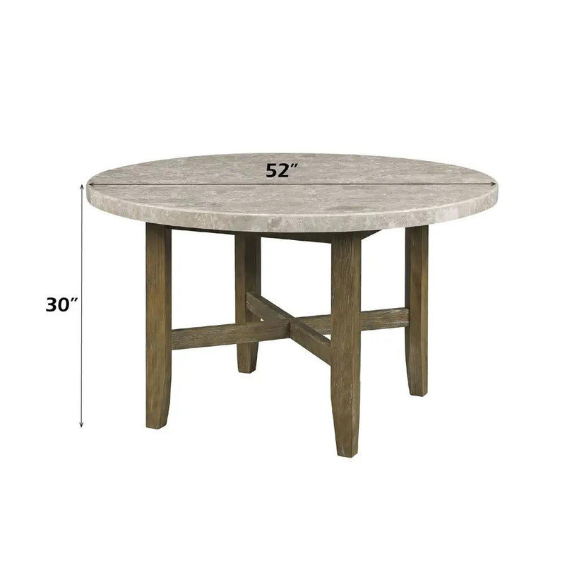 Karsen - Dining Table With Marble Top - Natural Marble Top & Rustic Oak by Unique Piece Furniture