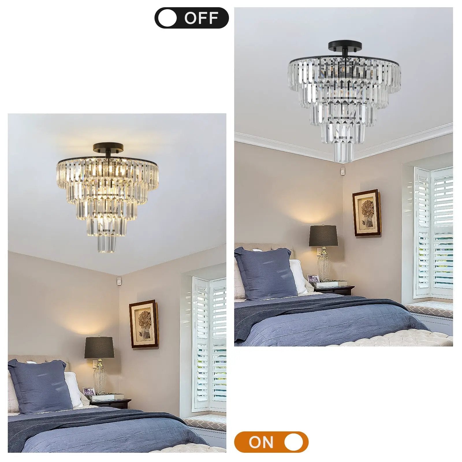 20" Black Crystal Chandelier Ceiling Light by HouseOfZazla