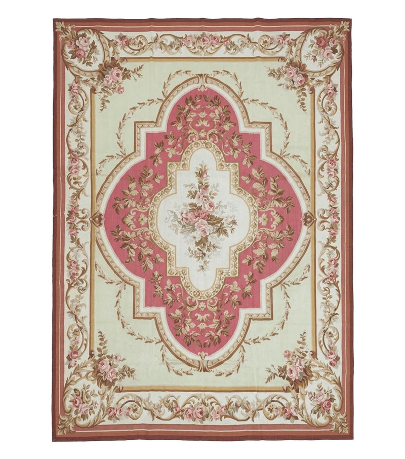 Large Aubusson Rug 10x14, European Elegant French Design, Floral Carpet by Jewel Rugs