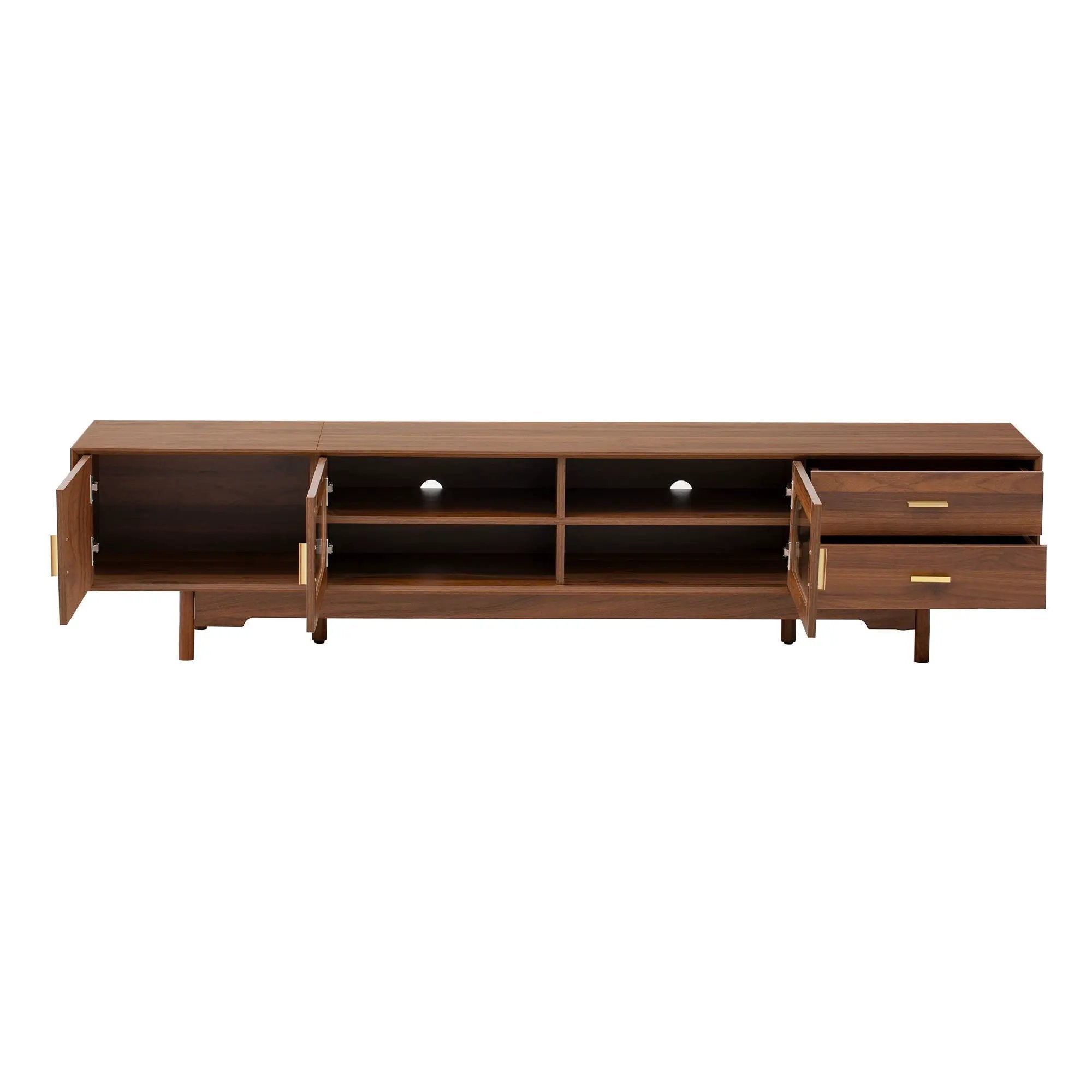 Modern TV Stand With Fluted Glass Doors & 2 Drawers by HouseOfZazla