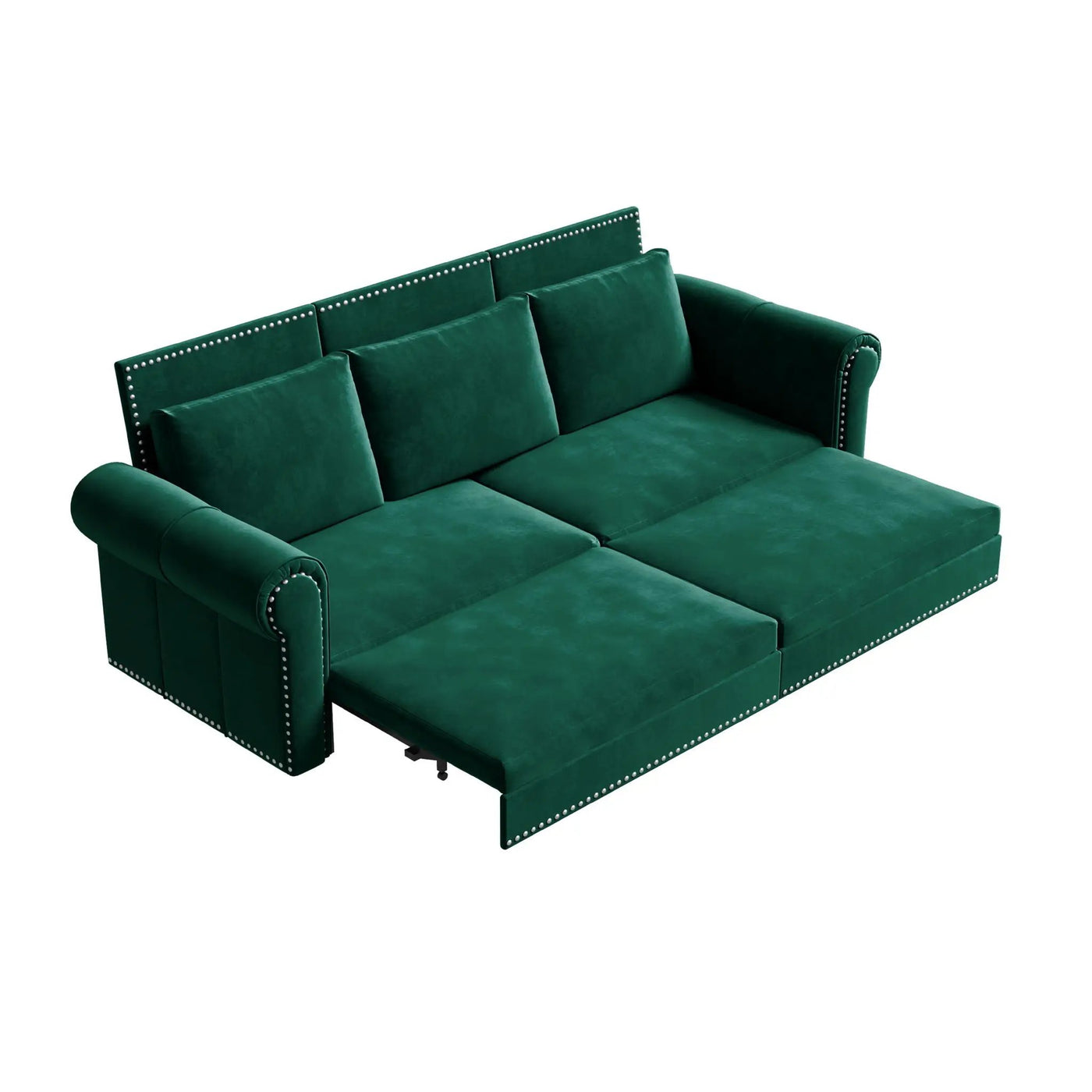 3 In 1 Convertible Sleeper Sofa With Nailhead Trim & Rolled Arm by HouseOfZazla