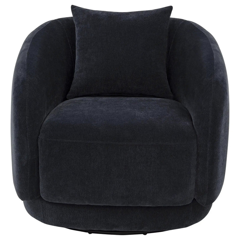 Arnaud Chenille Upholstered Swivel Accent Chair Navy by Unique Piece Furniture
