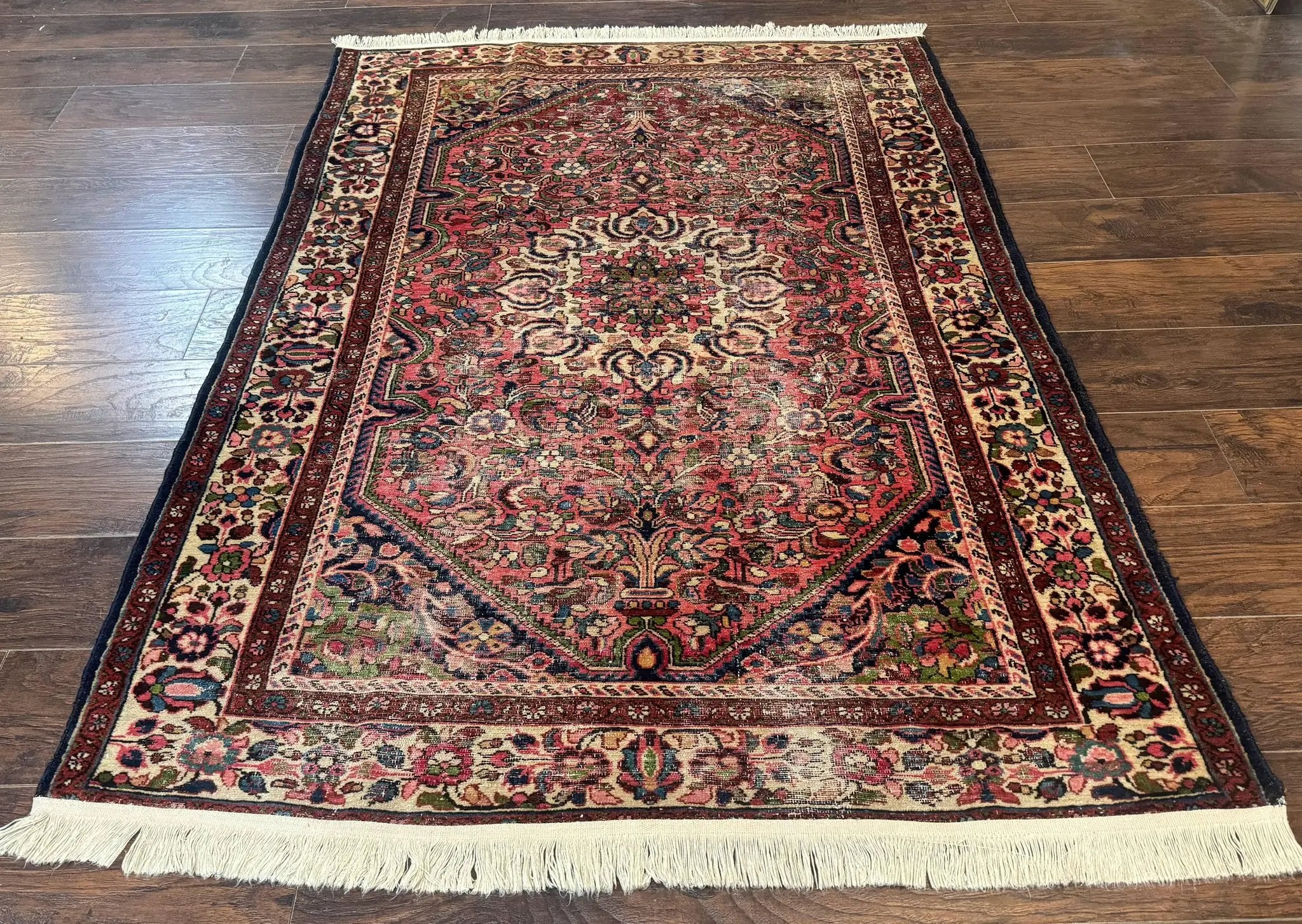 Antique Persian Malayer Rug 4'7" x 6'6" – 1920s Tribal Red Wool Carpet by Jewel Rugs