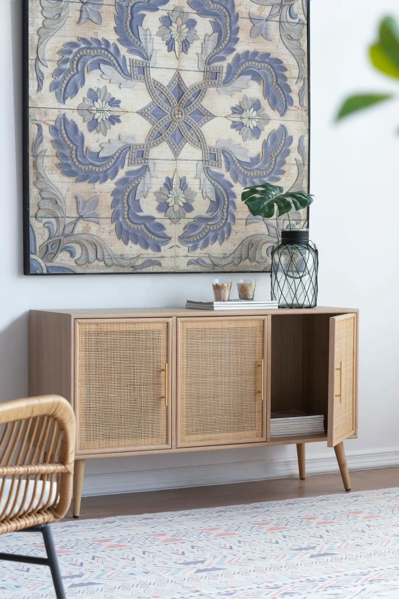 Wooden Accent TV Cabinet With 3 Doors - Brown by HouseOfZazla