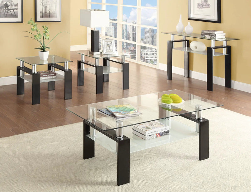 Dyer 1-shelf Rectangular Glass Top Coffee Table Black by Unique Piece Furniture