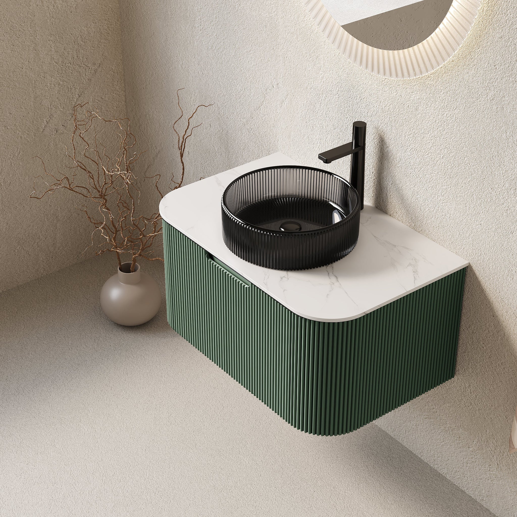 DINA 30" Bathroom Vanity & Sink with Floating Curved Edges by HouseOfZazla