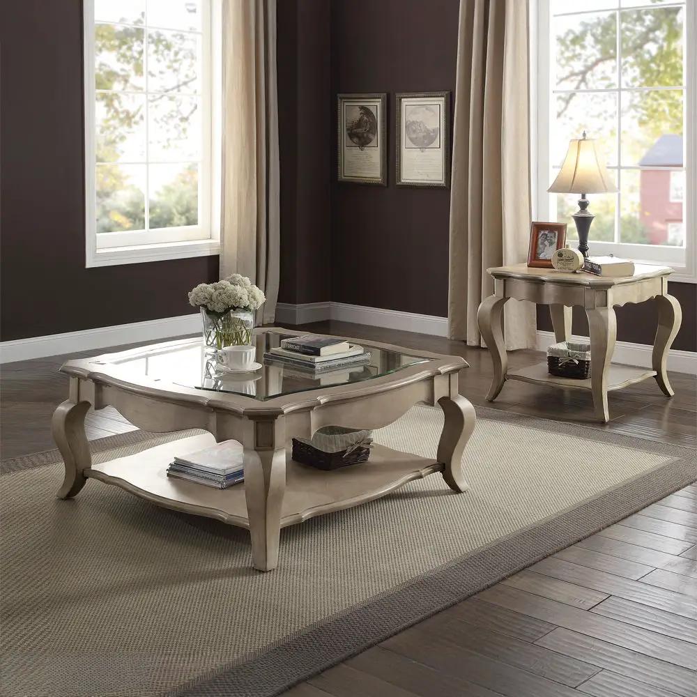 Chelmsford - Coffee Table - Clear Glass & Antique Taupe by Unique Piece Furniture