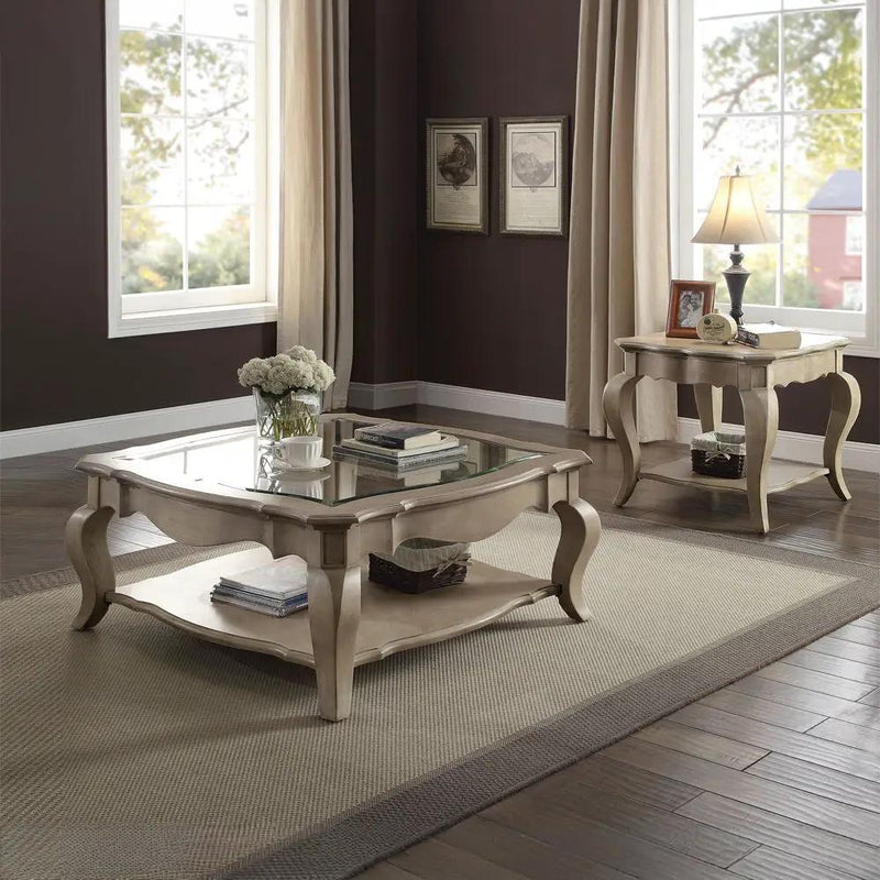 Chelmsford - Coffee Table - Clear Glass & Antique Taupe by Unique Piece Furniture