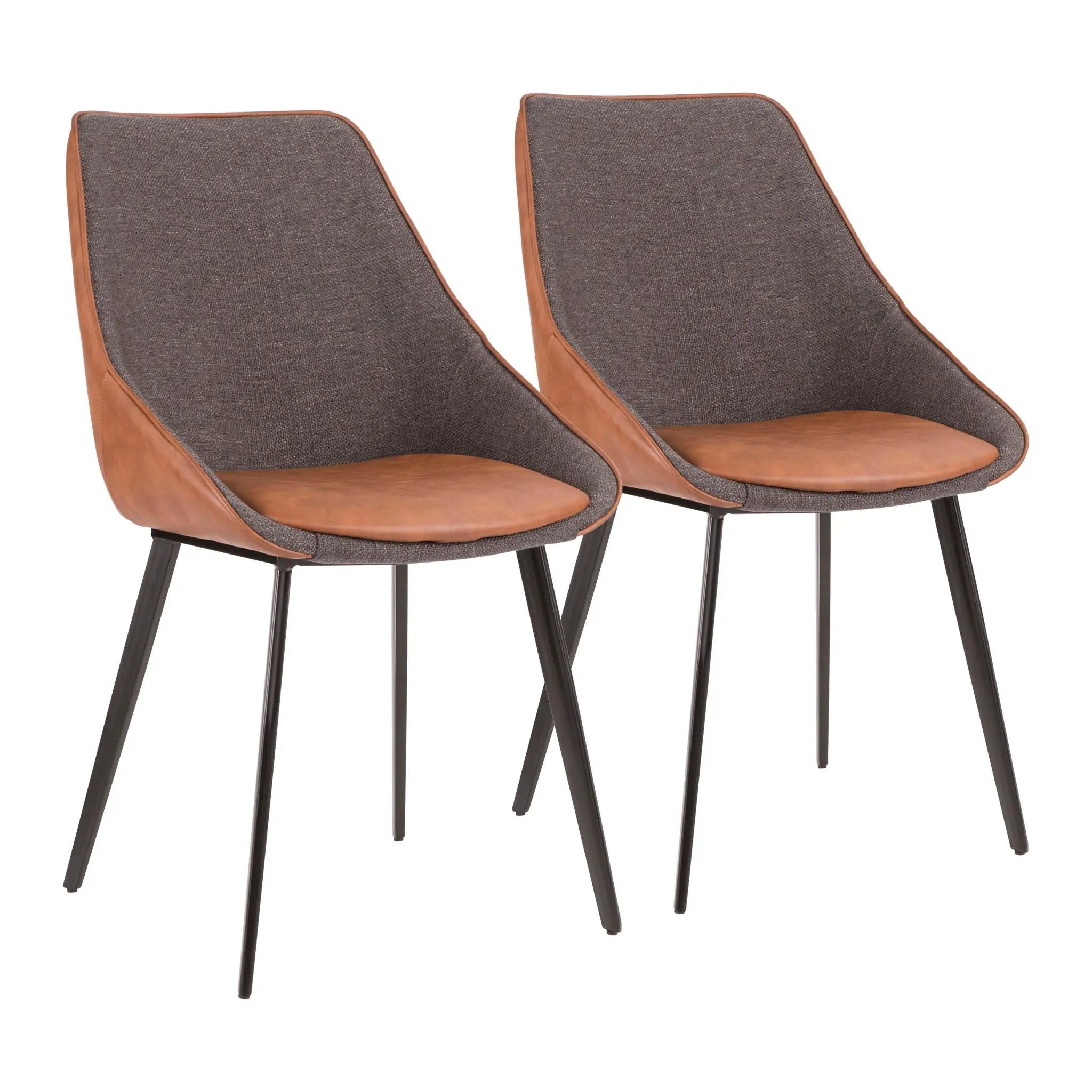 Marche - Contemporary Two Tone Chair (Set of 2) - Brown / Gray by HouseOfZazla