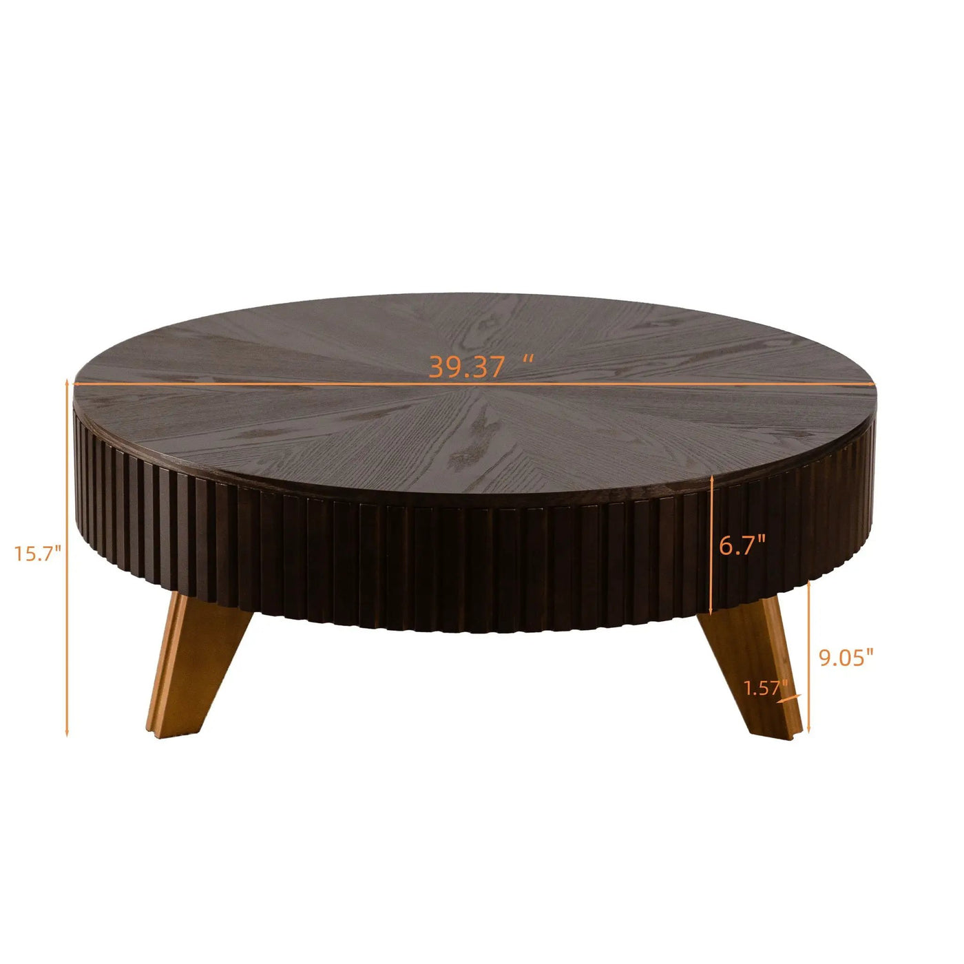 Round Retro Coffee With Solid Wood Legs by Unique Piece Furniture