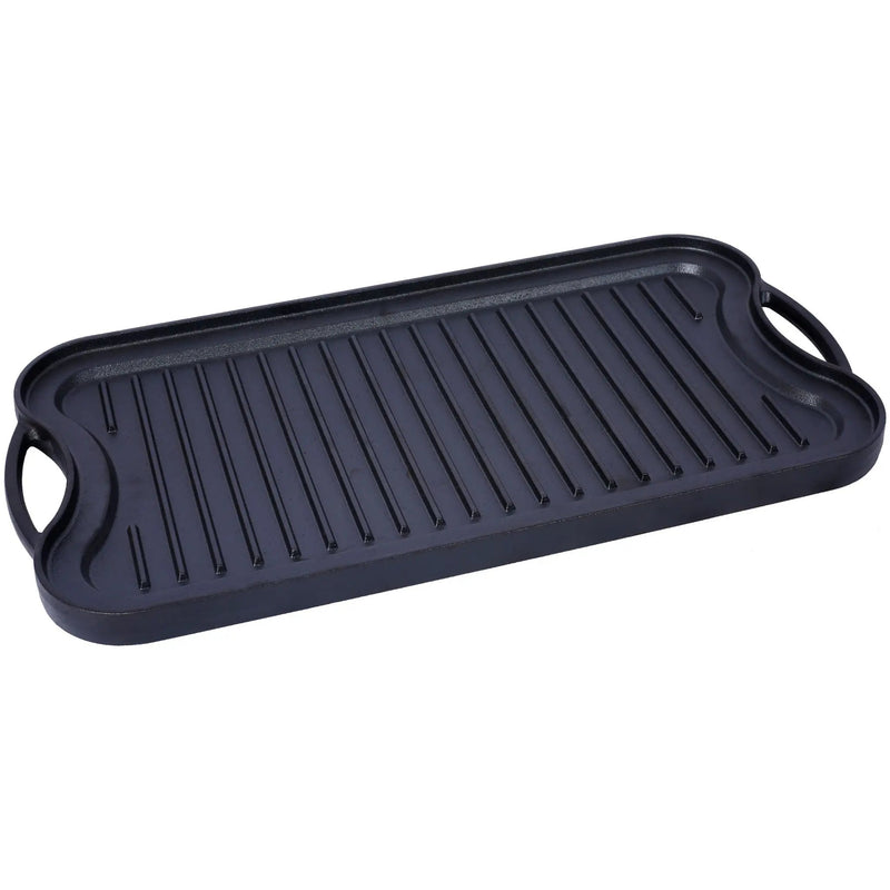 Pre Seasoned Cast Iron Reversible Rectangular Grill / Griddle - Black by HouseOfZazla