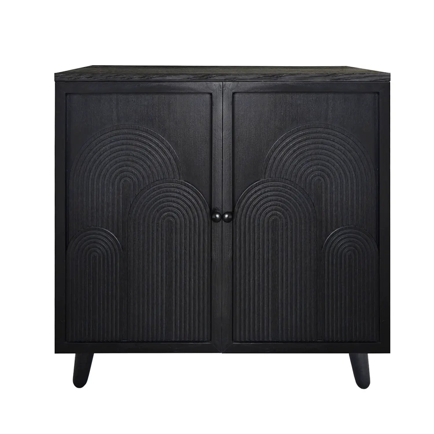 Modern Black Wood Storage Cabinet with Embossed Door by HouseOfZazla