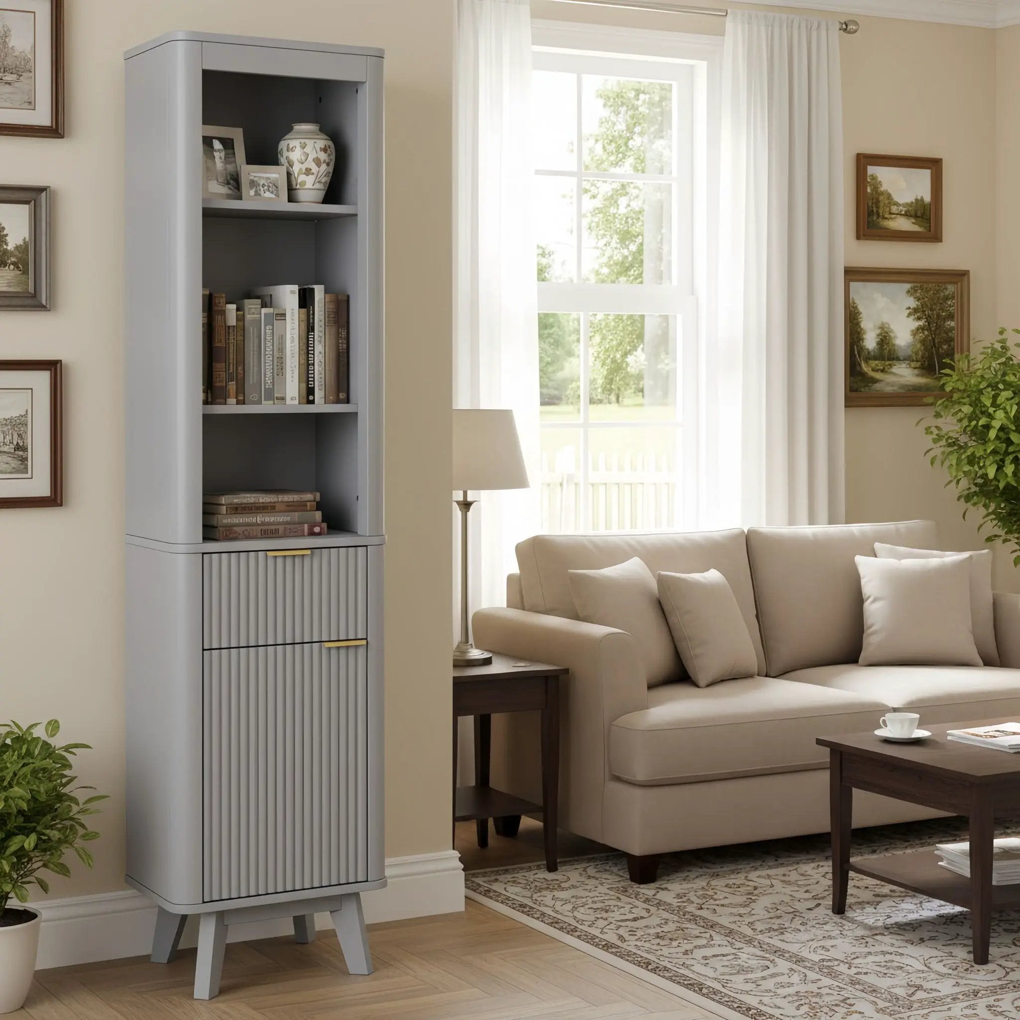 Tall Bathroom Storage Cabinet With Adjustable Shelves And 1 Drawer & Door by HouseOfZazla