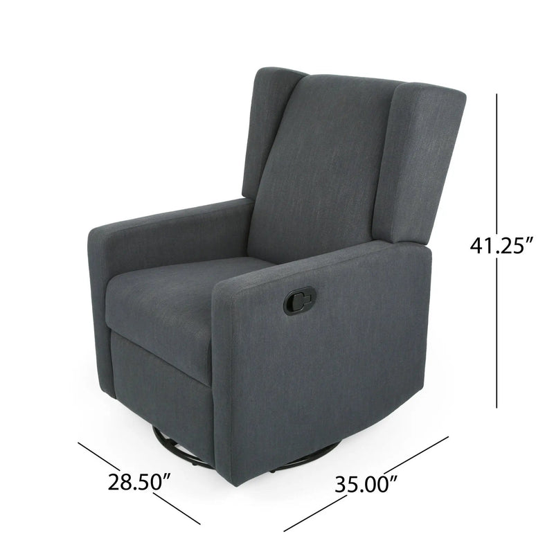 Landau Contemporary Fabric Upholstered Swivel Recliner by HouseOfZazla