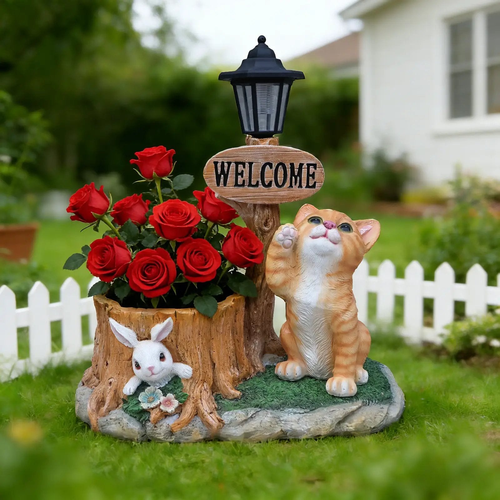 Cute Cat Planter Statue Garden Decor by HouseOfZazla