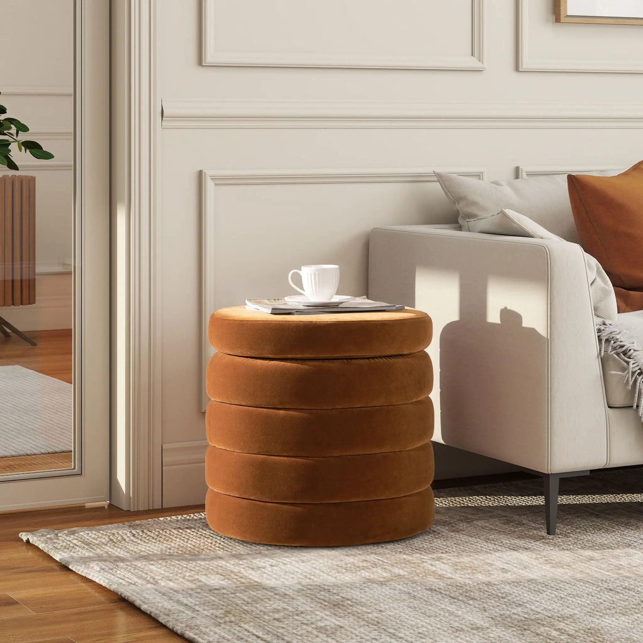 Fuji - Oversized Round Storage Ottoman by Unique Piece Furniture