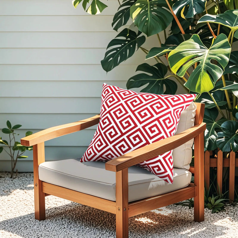 2 Pack Outdoor Throw Pillows - Waterproof & Fade-Resistant (18x18 Inch, Red) by HouseOfZazla