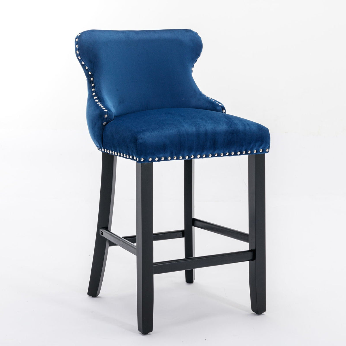 Upholstered Wing-Back Barstools with Button Tufting and Nailhead Trim - Set of 2, photo 18 of 20