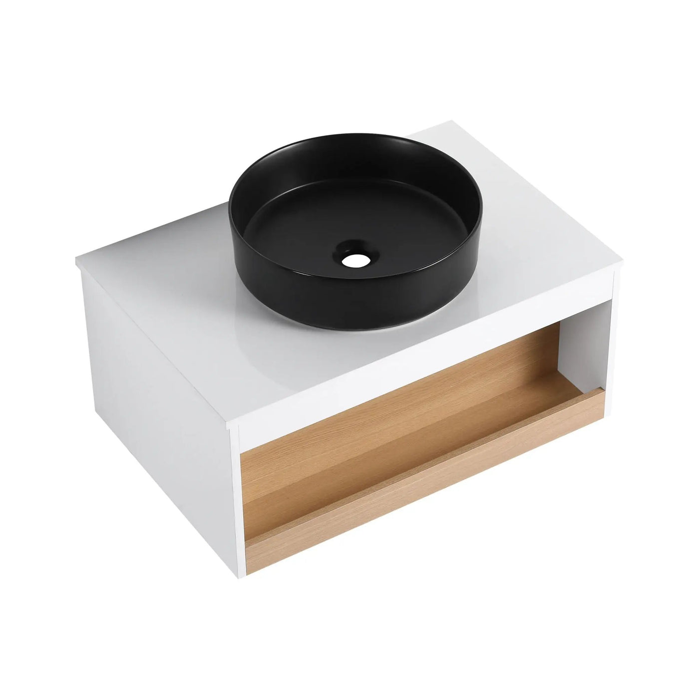Floating Bathroom Vanity With Glossy Round Vessel Sink by HouseOfZazla