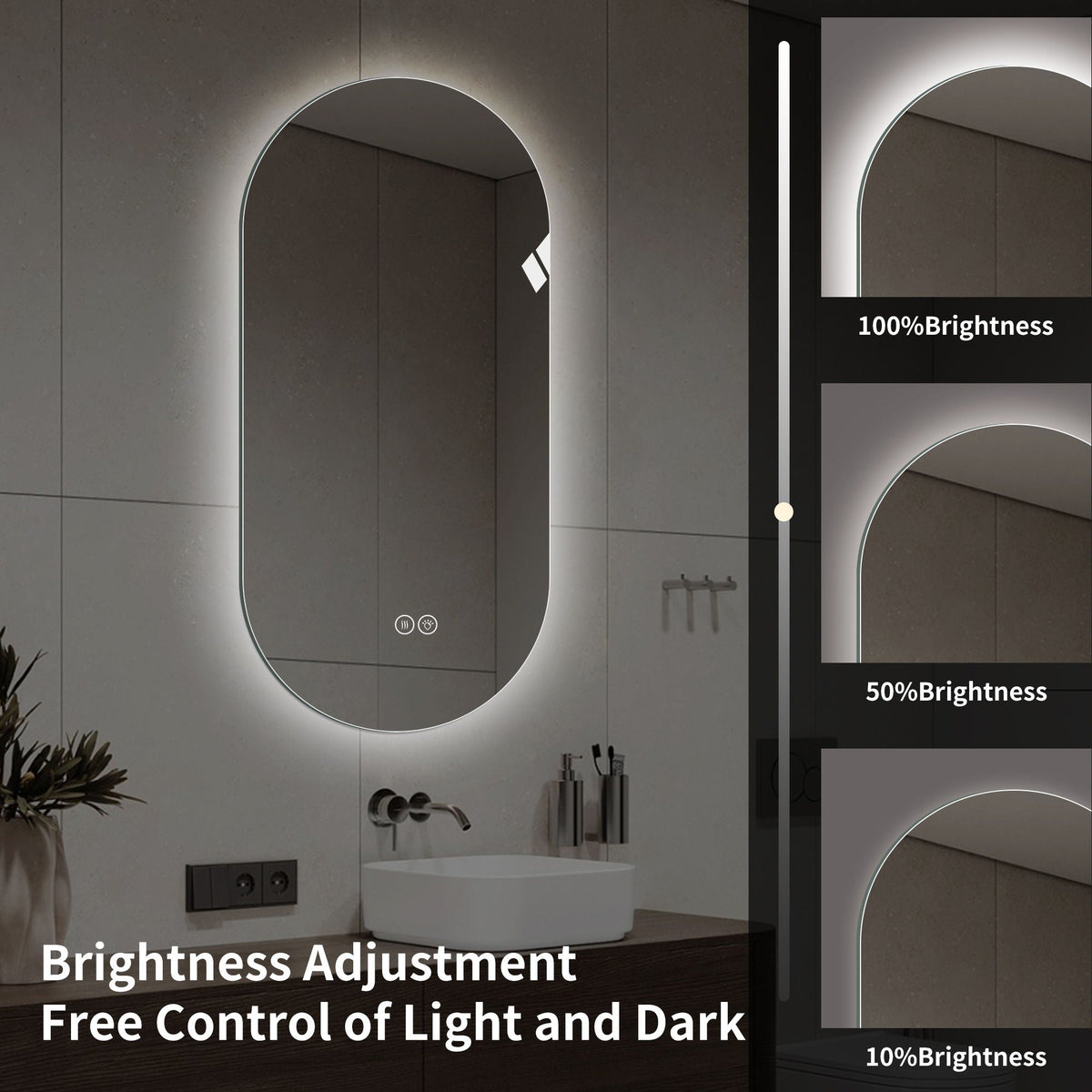 Smart Wall Mounted LED Touch Screen Mirror With Anti-Fog Function And Adjustable Lighting, photo 14 of 14
