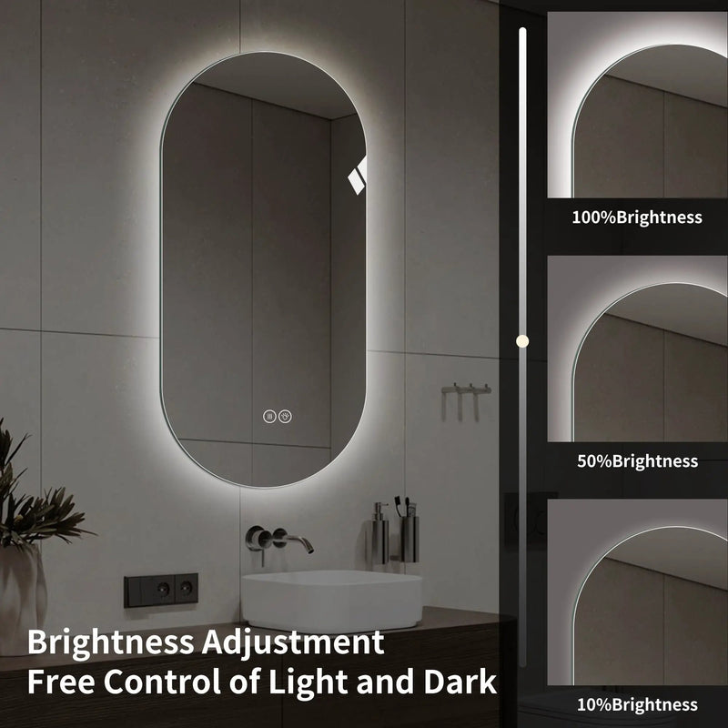 Smart Wall Mounted LED Touch Screen Mirror With Anti-Fog Function And Adjustable Lighting by Unique Piece Furniture