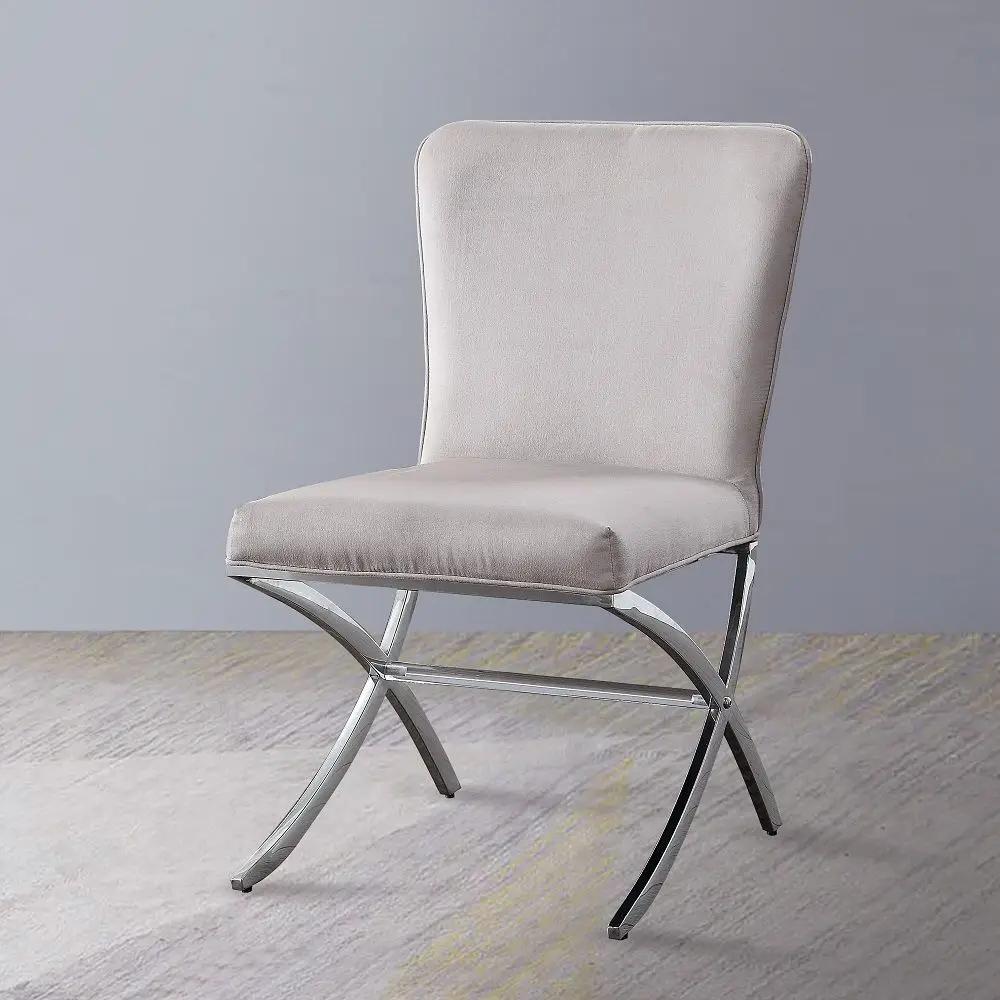 Daire - Side Chair (Set of 2) - Light Gray Velvet & Chrome by Unique Piece Furniture