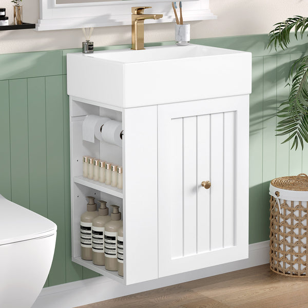 20-Inch Bathroom Vanity with Ceramic Sink and Storage Cabinet
