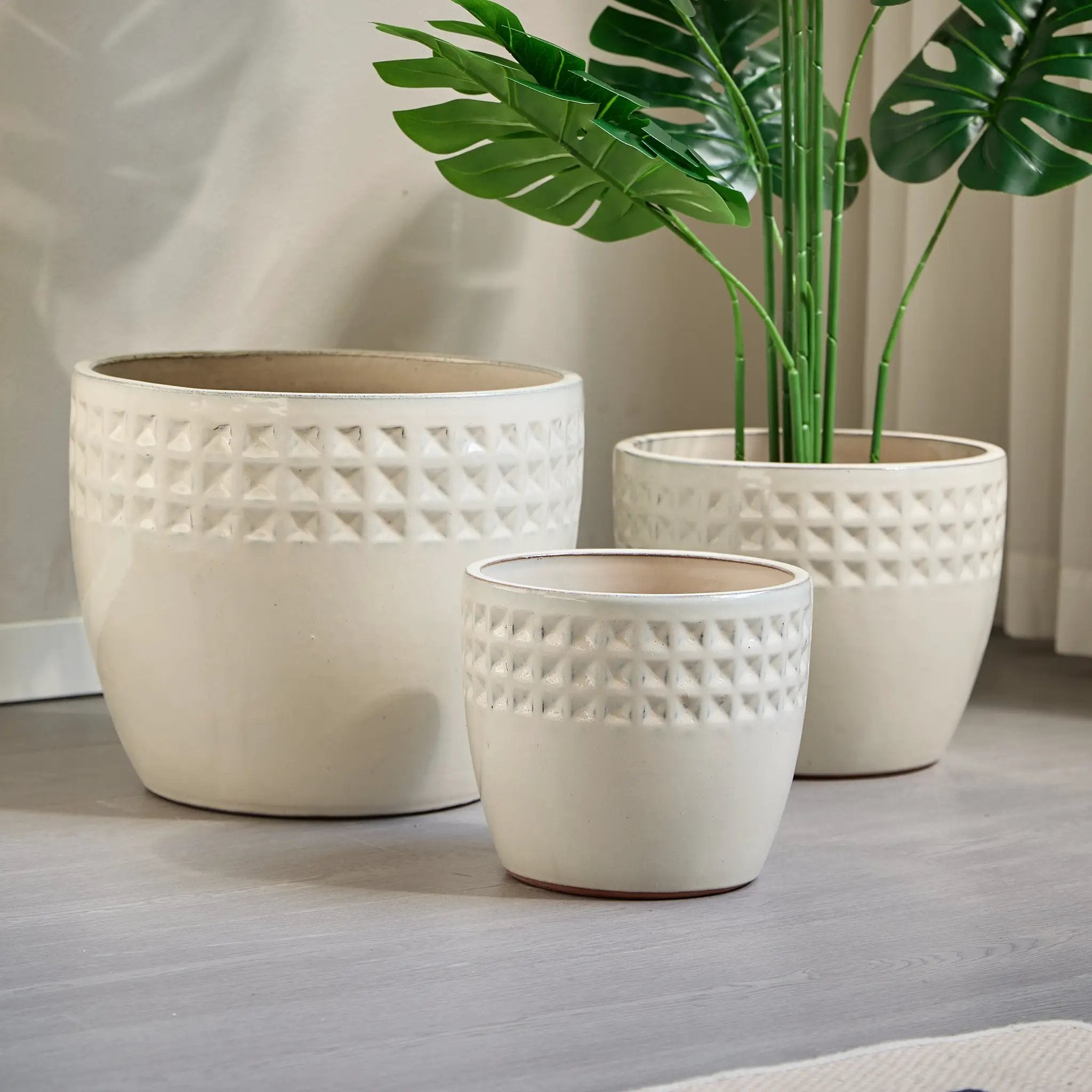 Handmade Ceramic Flower Pot Set of 3, 15/12/9 Inch Diameter by HouseOfZazla