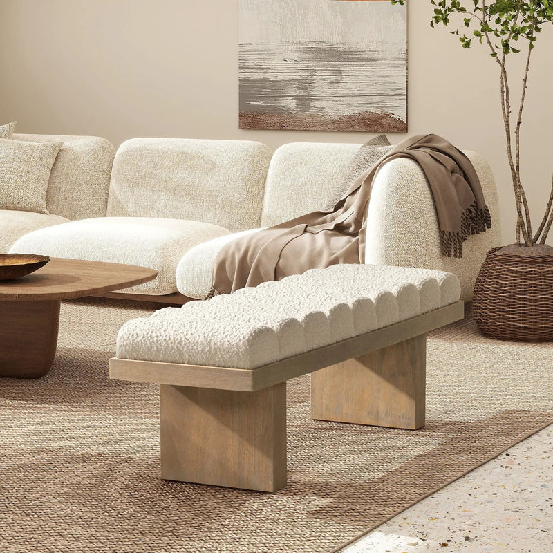 Bella - Upholstered Modern Accent Bench - Ivory White by Unique Piece Furniture