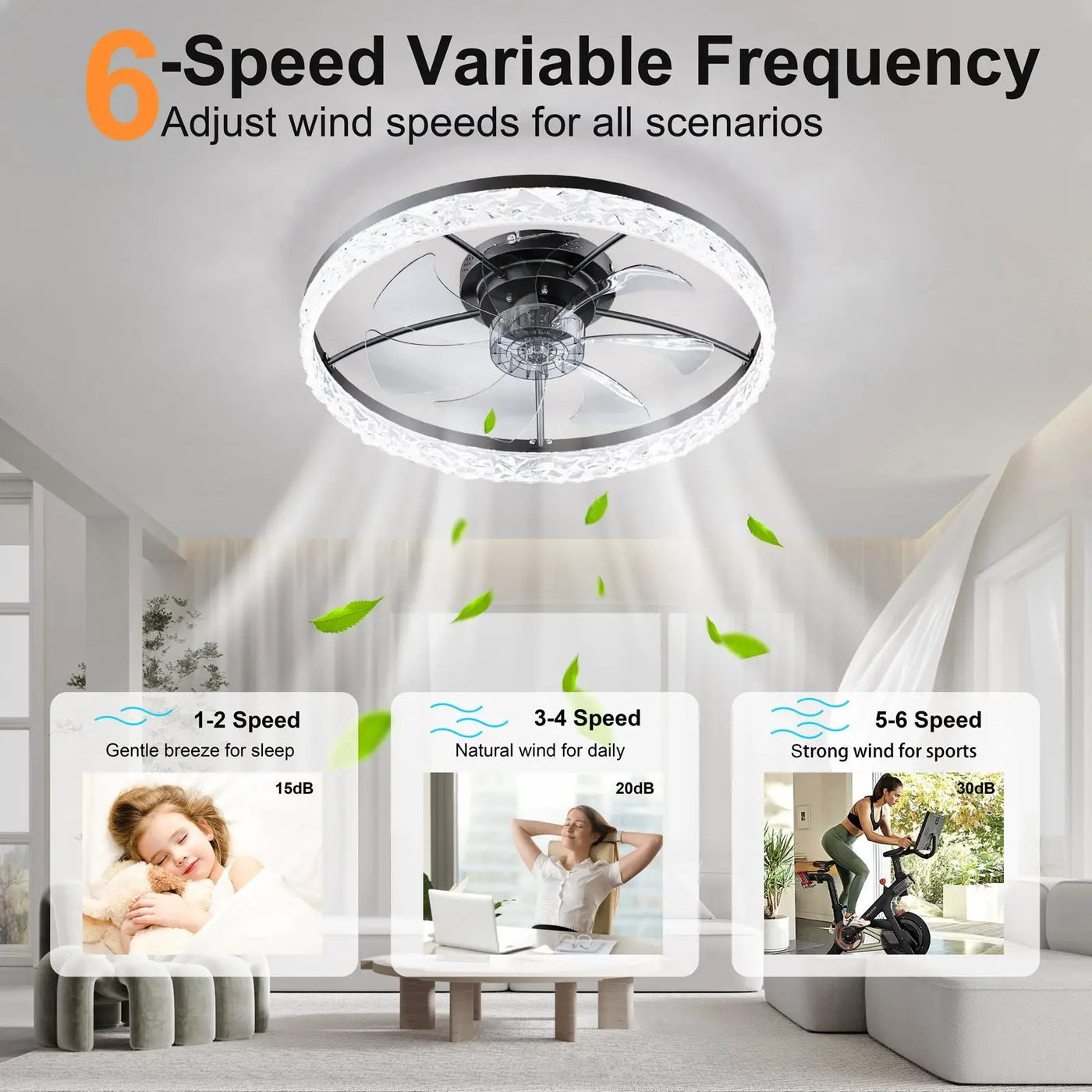 23.6" Ceiling Fan with Lights, Remote and App Control by HouseOfZazla