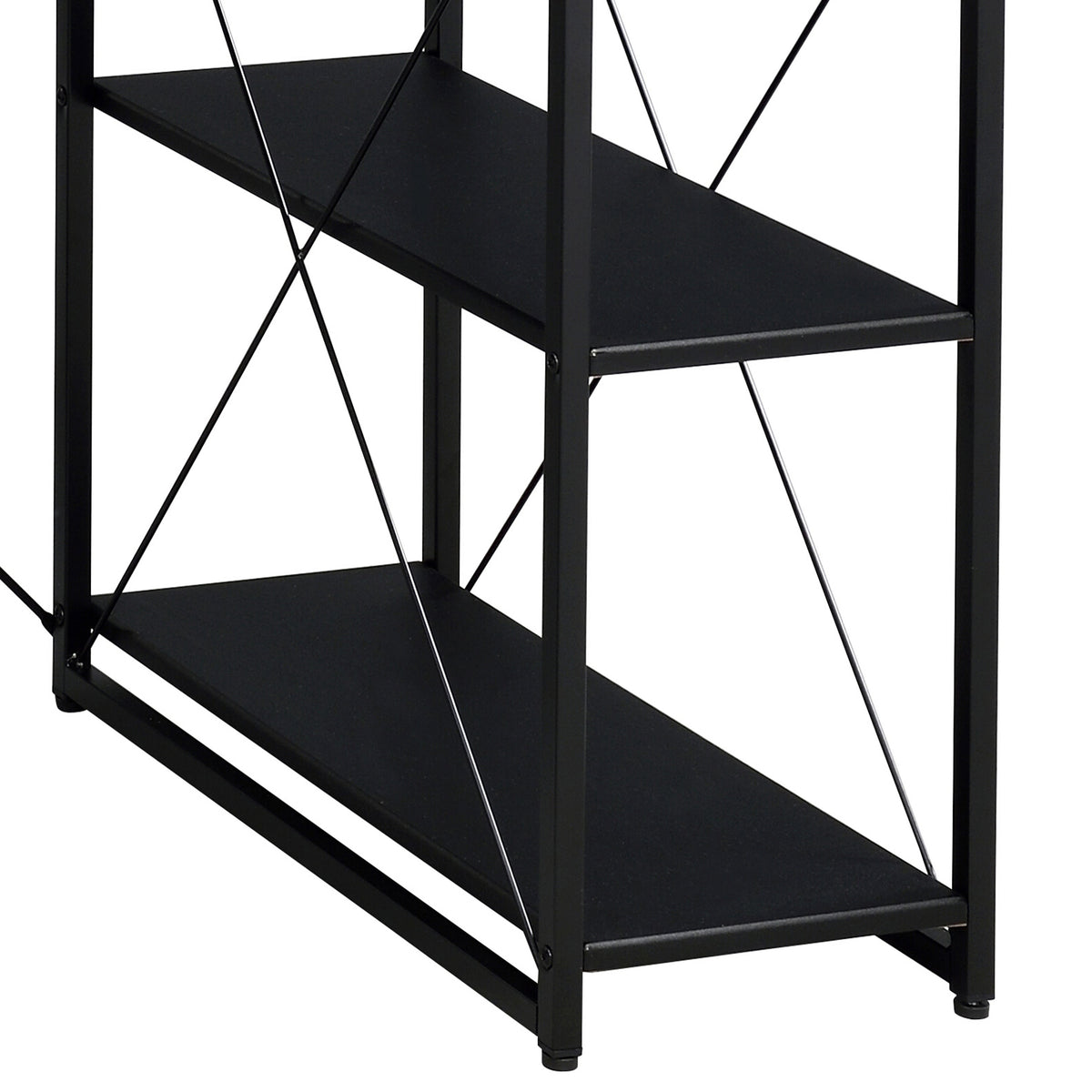 Black Office Desk with Open Shelves and Hutch - Black, photo 7 of 8
