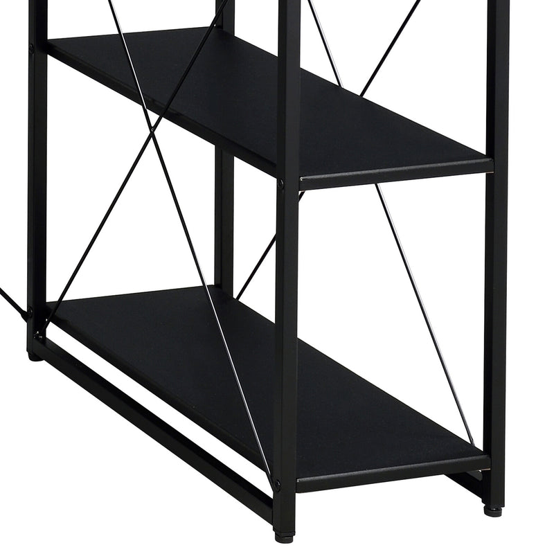Black Office Desk with Open Shelves and Hutch - Black, photo 7 of 8