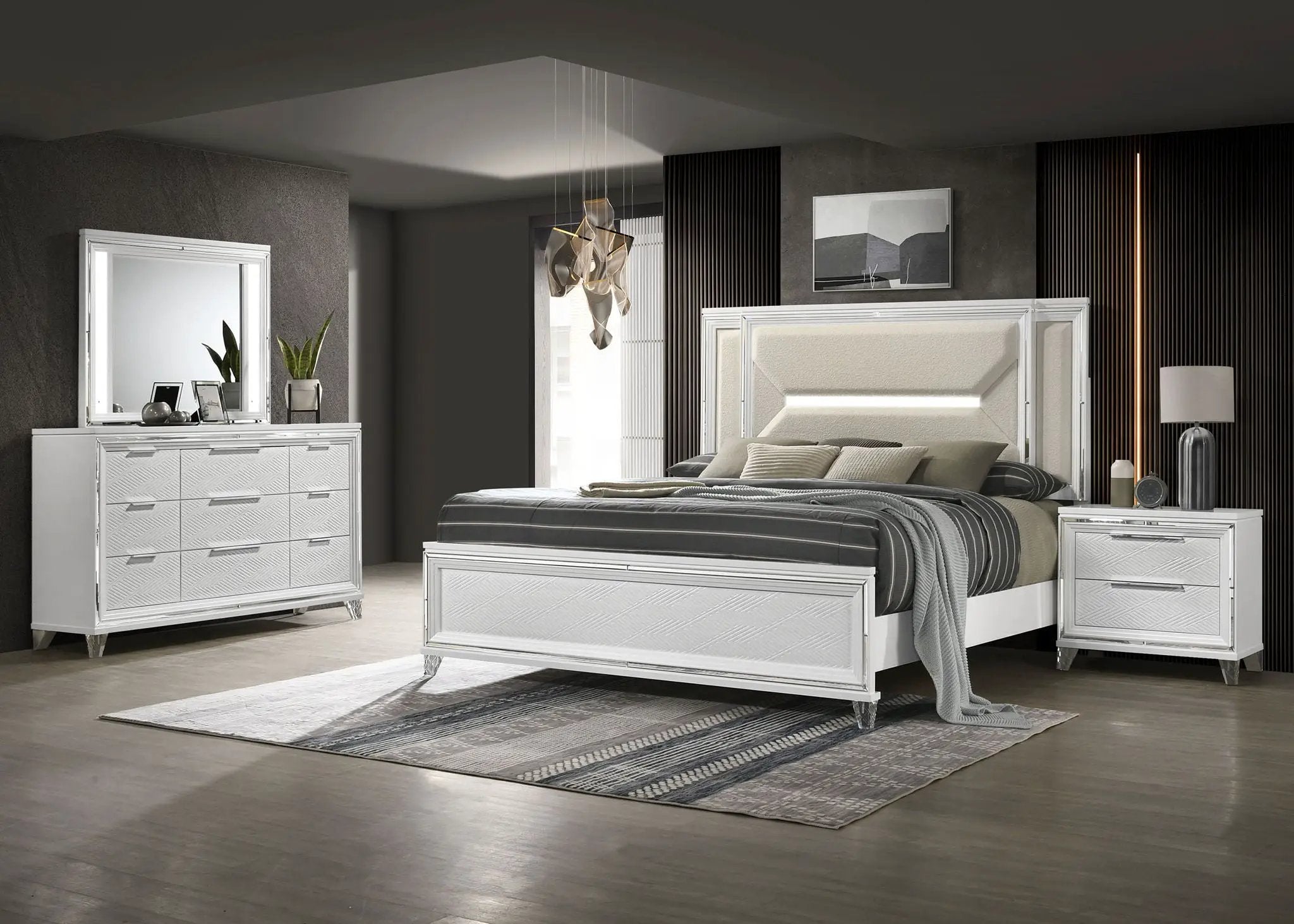 Marmore 4-piece Eastern King Bedroom Set White by Unique Piece Furniture