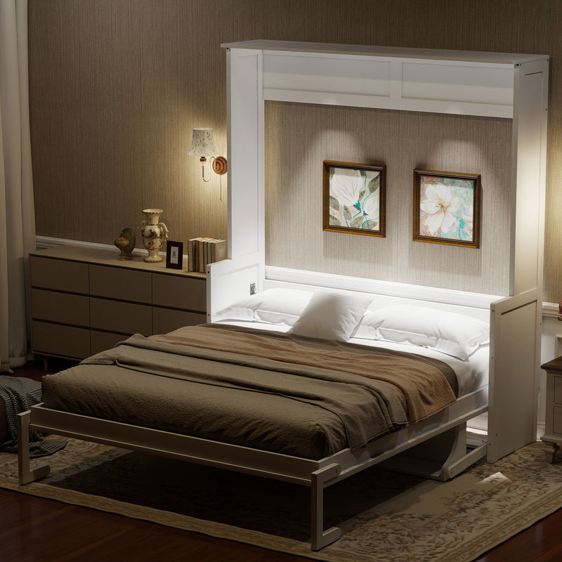 Murphy Bed With Desk, LED Lights & USB Charging Station by HouseOfZazla