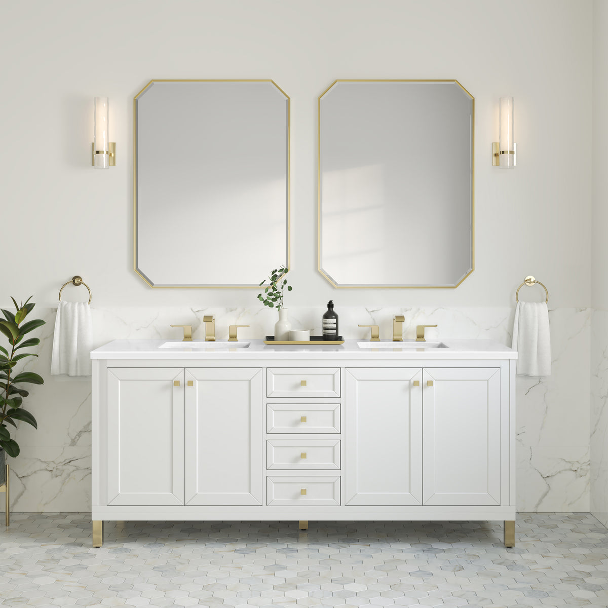 James Martin Chicago 72" Double Bathroom Vanity, Glossy White, view 34