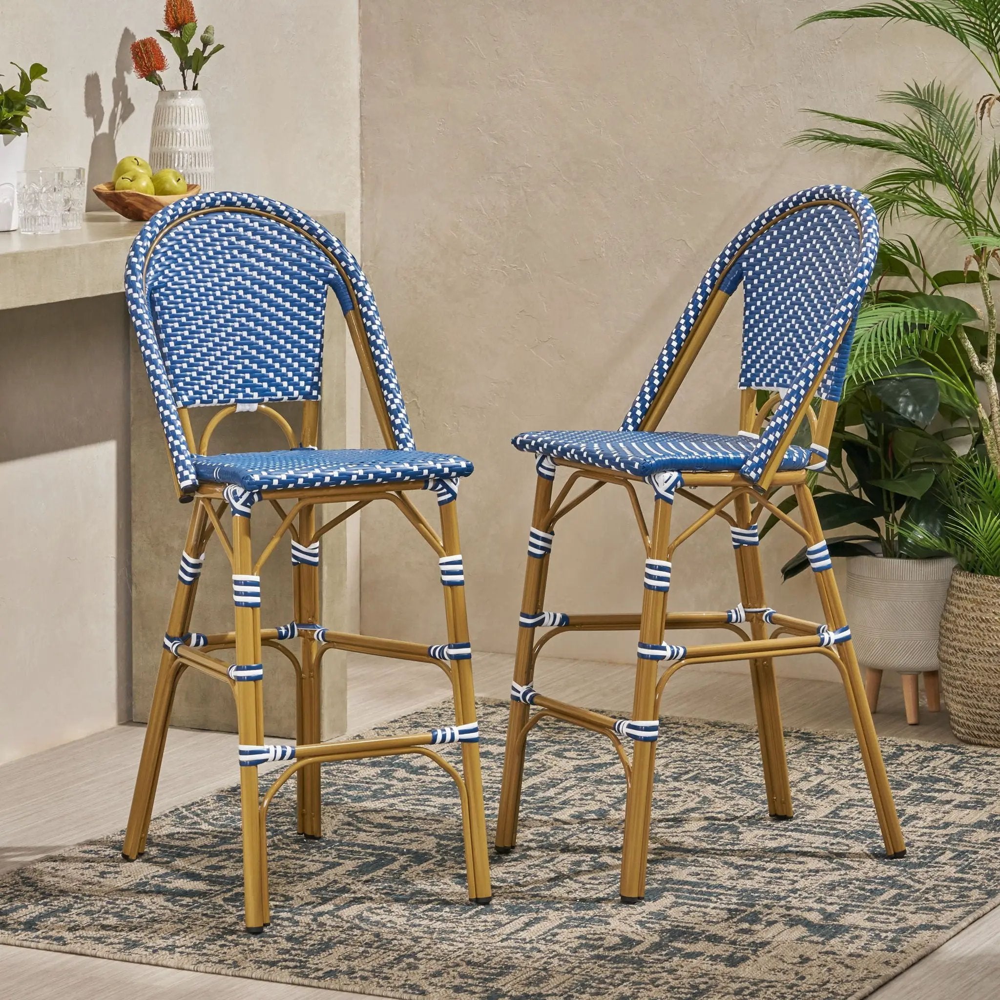 Outdoor PE Rattan French Barstool Set by HouseOfZazla