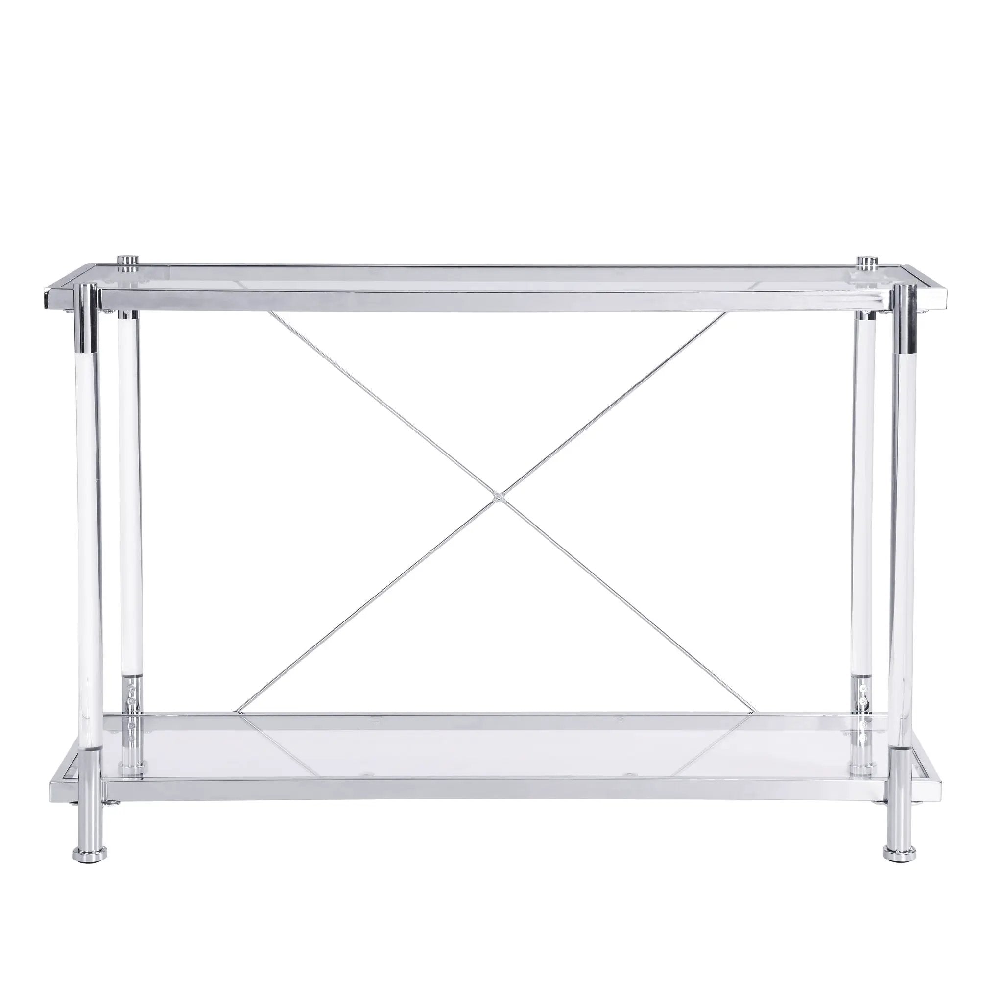 Chrome Glass Sofa Table, Acrylic Side Table, Console Table For Living Room & Bedroom - Chrome by Unique Piece Furniture