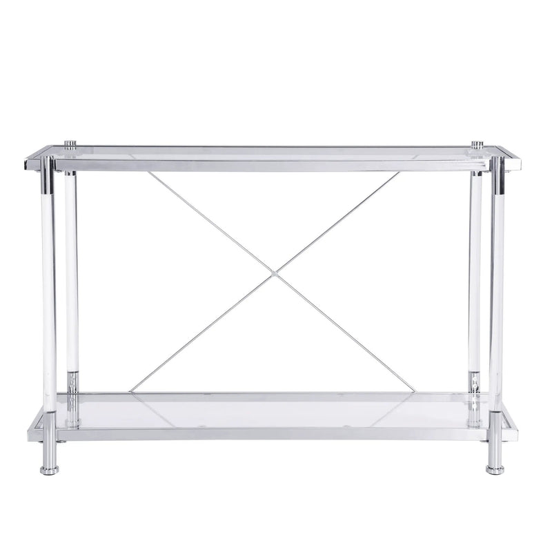 Chrome Glass Sofa Table, Acrylic Side Table, Console Table For Living Room & Bedroom - Chrome by HouseOfZazla