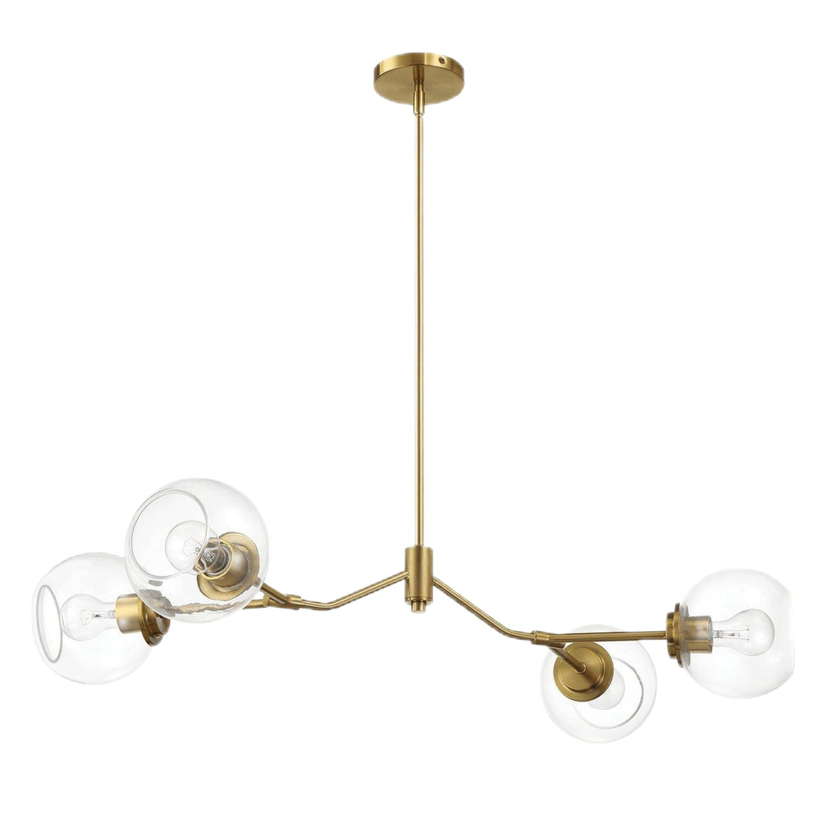 Jewel 4-Light Chandelier Ceiling Hanging Light Fixture with Clear Glass - Gold