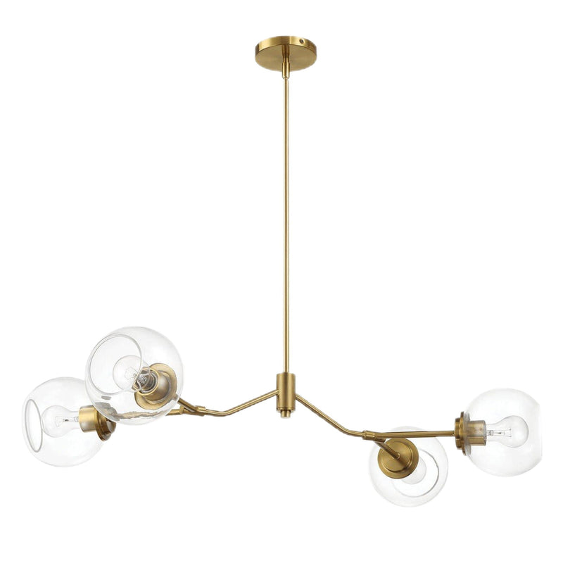 Jewel 4-Light Chandelier Ceiling Hanging Light Fixture with Clear Glass - Gold
