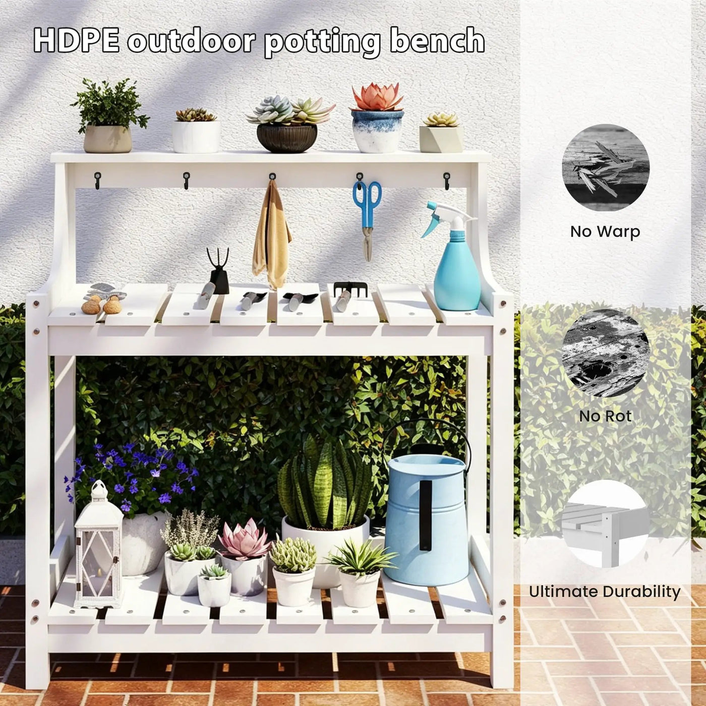 Potting Benches for Outside, HDPE Garden Potting Table with Storage by HouseOfZazla