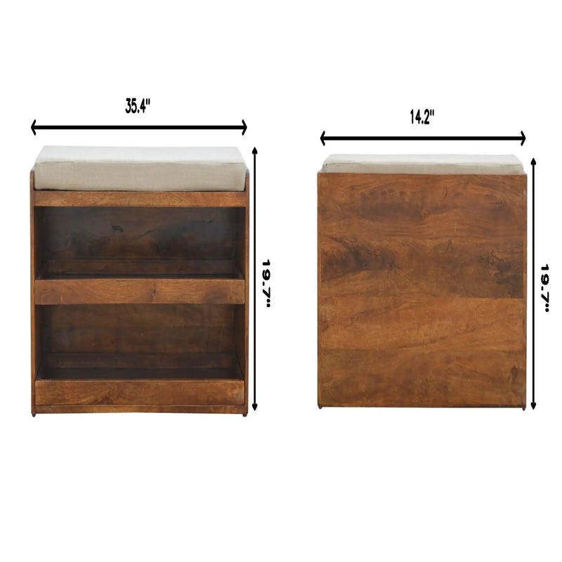 Pull Out Shoe Bench - Chestnut / Mud Linen by HouseOfZazla